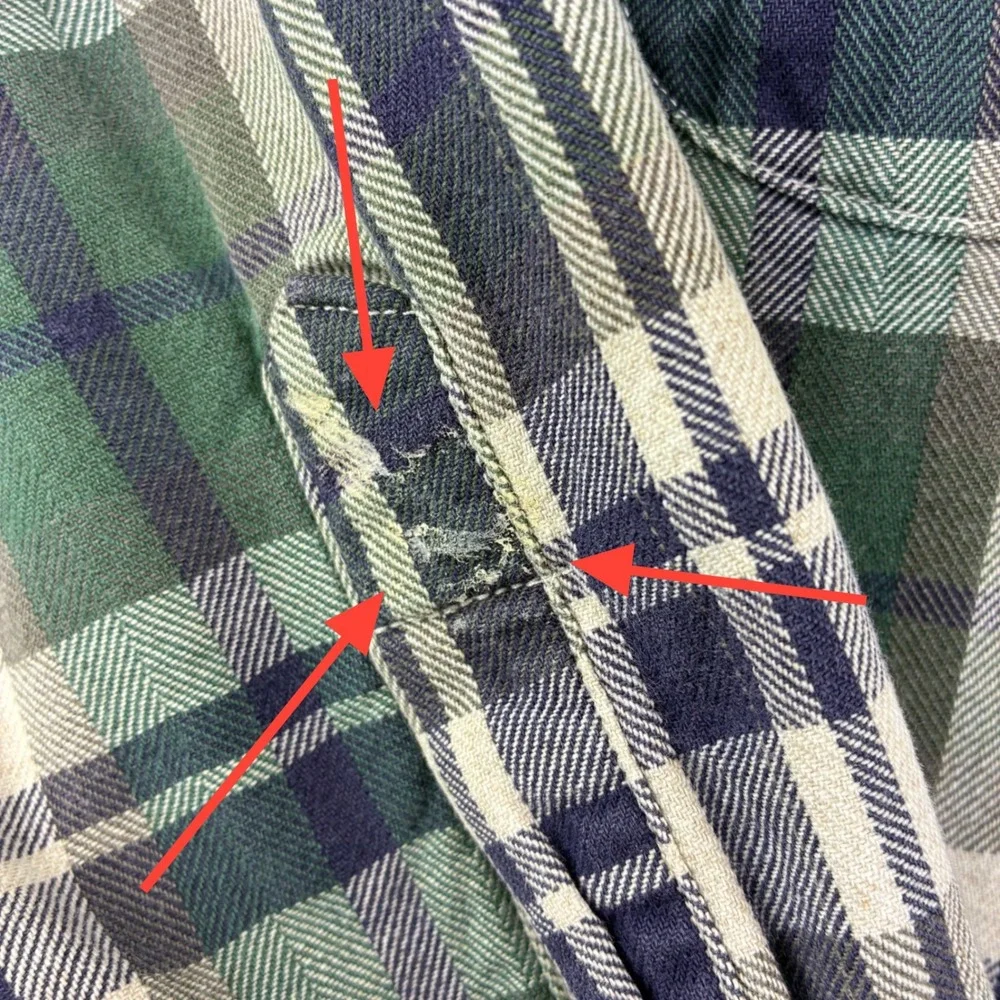 Banana Republic Flannel Shirt Size L Green Plaid Vintage USA Made Cotton
